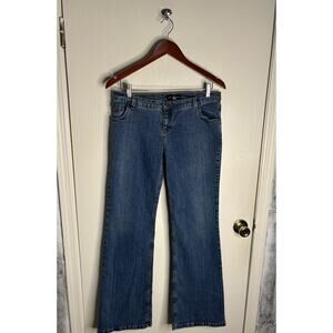 Danesi Dark Wash Flare Jeans Size 11/12 Mid Rise Rhinestone Bedazzled